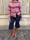 Bernie knit with buttons and stripes - Pink