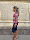 Bernie knit with buttons and stripes - Pink