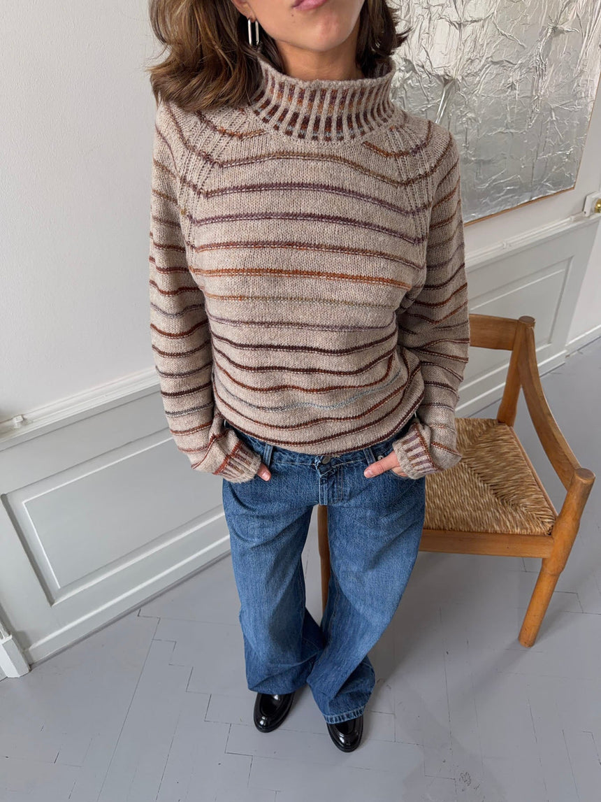 Rainova knit with stripes - Beige/multicolored