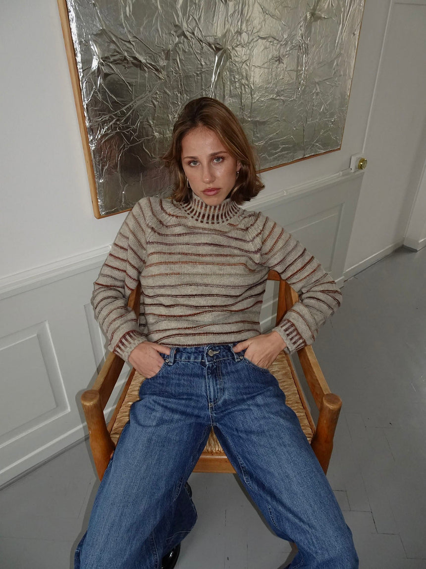 Rainova knit with stripes - Beige/multicolored