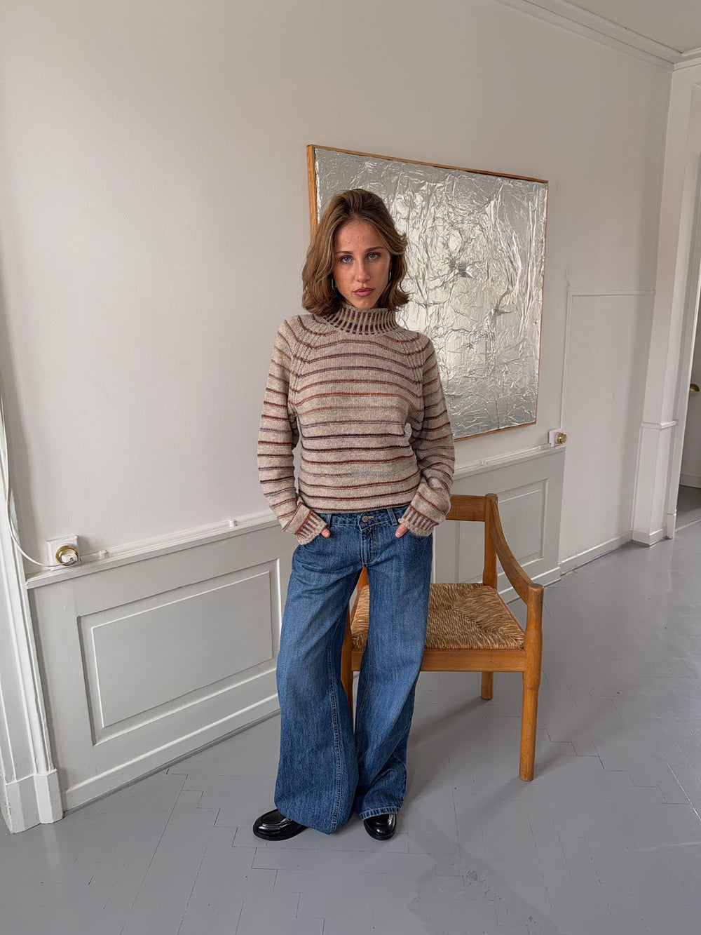 Rainova knit with stripes - Beige/multicolored