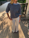 Almy knitted sweater with stripes - Blue