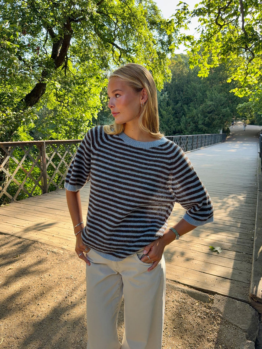 Almy knitted sweater with stripes - Blue