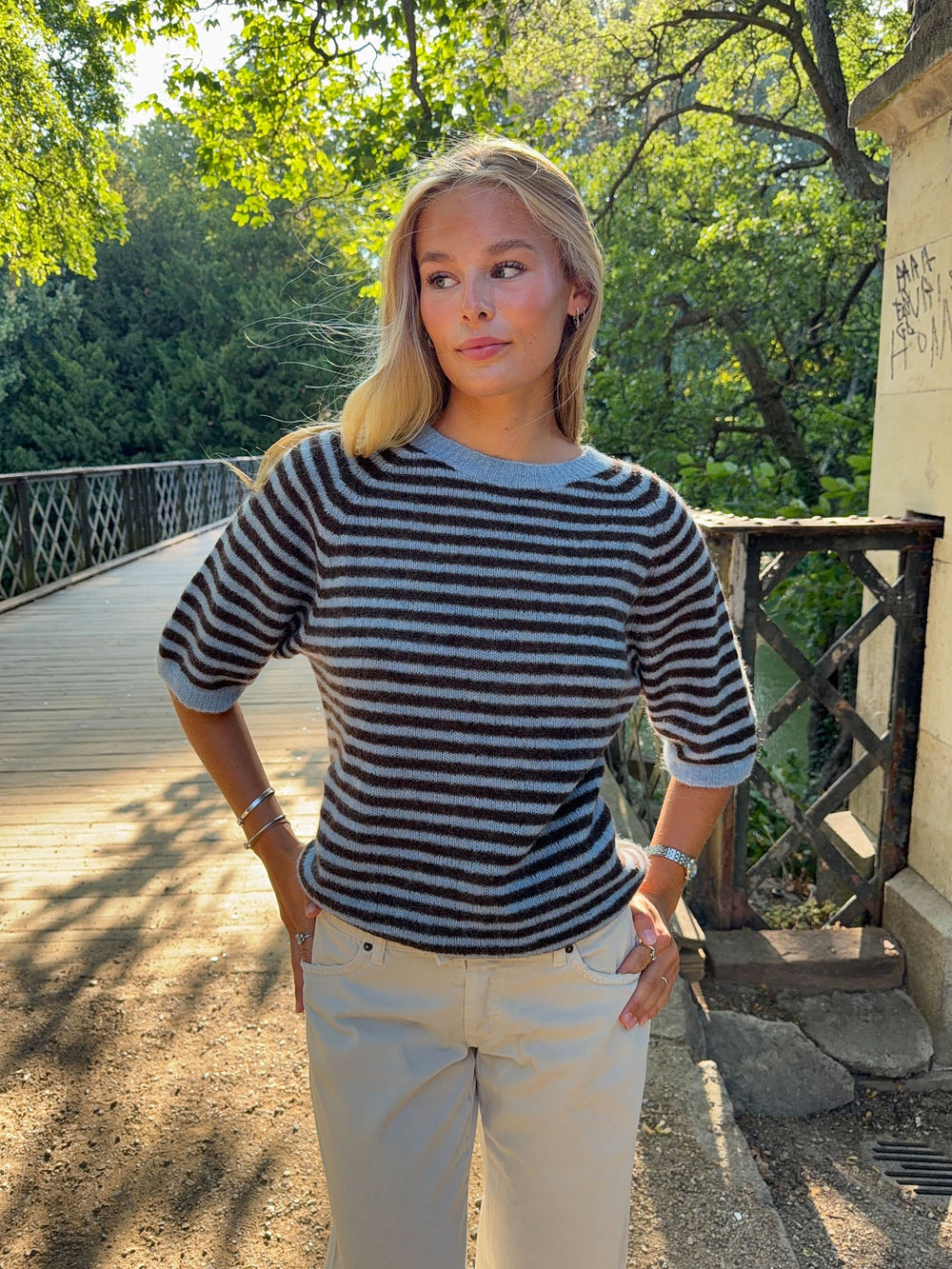 Almy knitted sweater with stripes - Blue