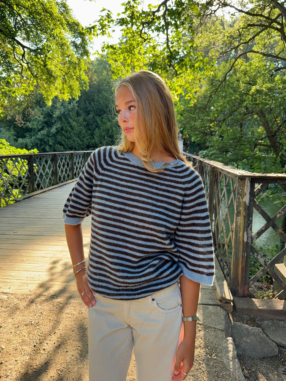 Almy knitted sweater with stripes - Blue