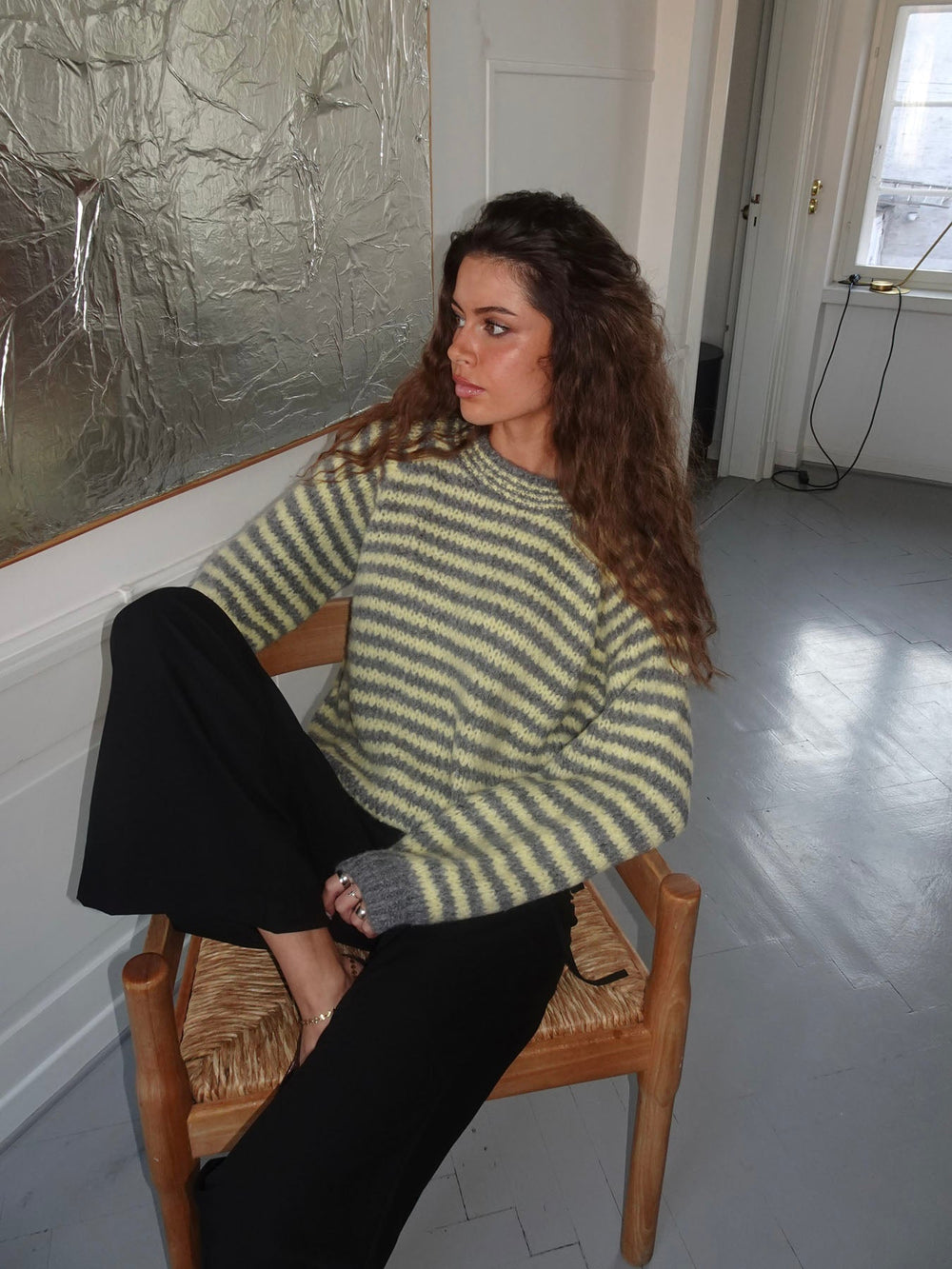 Zeya knit with stripes - Yellow/grey