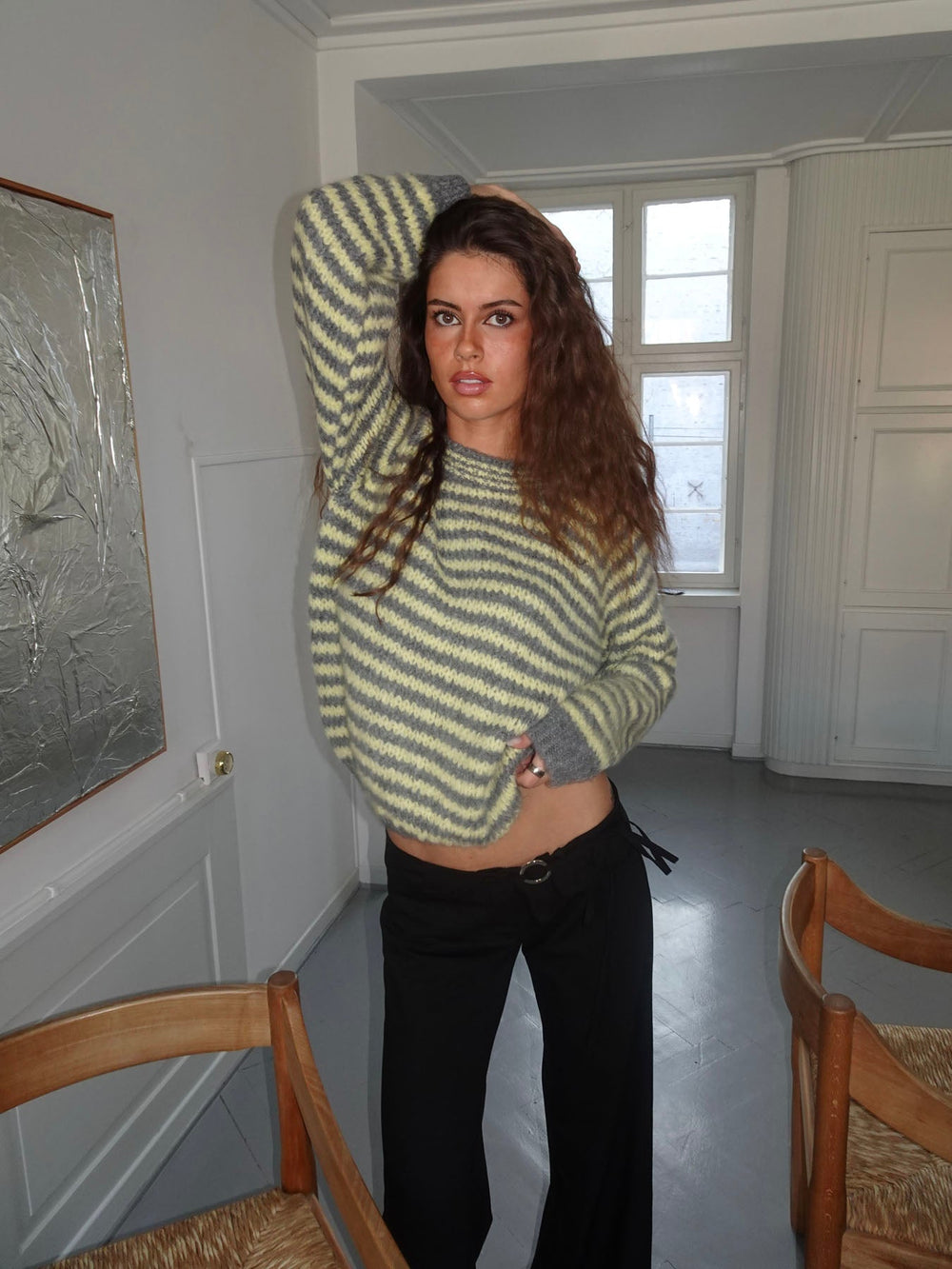 Zeya knit with stripes - Yellow/grey