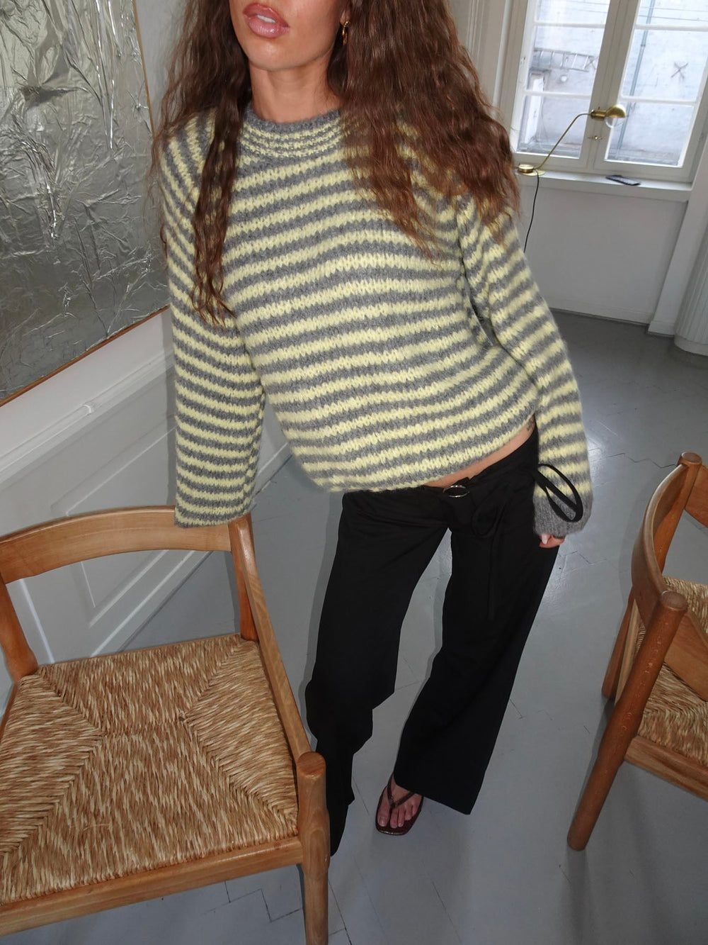 Zeya knit with stripes - Yellow/grey