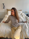 Zeya knit with stripes - White/taupe