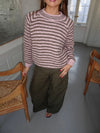 Zeya knit with stripes - Baby pink/taupe
