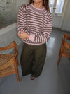 Zeya knit with stripes - Baby pink/taupe