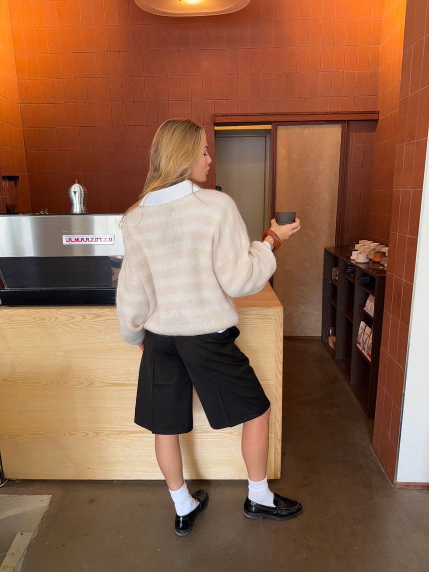 Sissal knit with stribes - Off white/beige