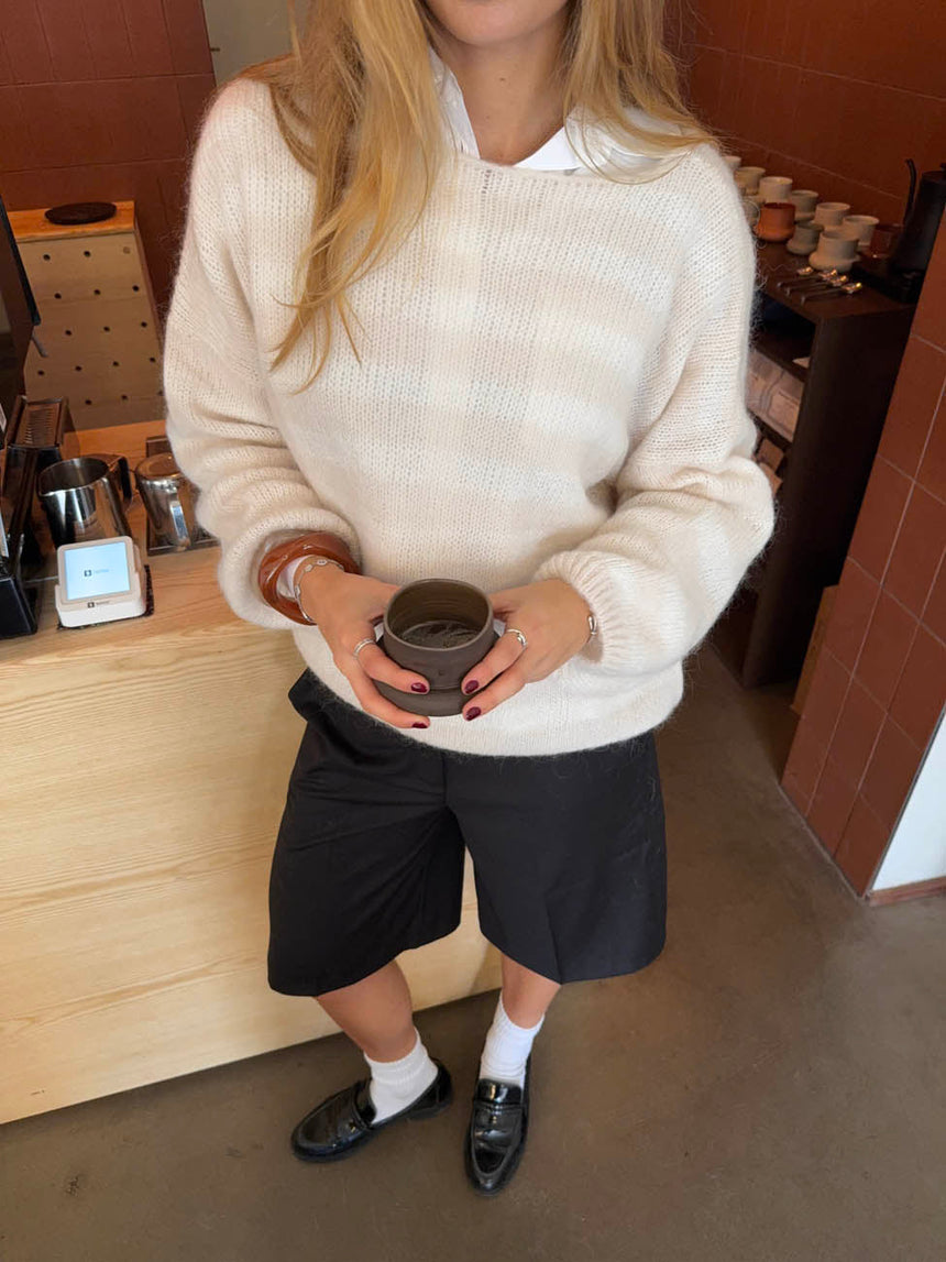 Sissal knit with stribes - Off white/beige