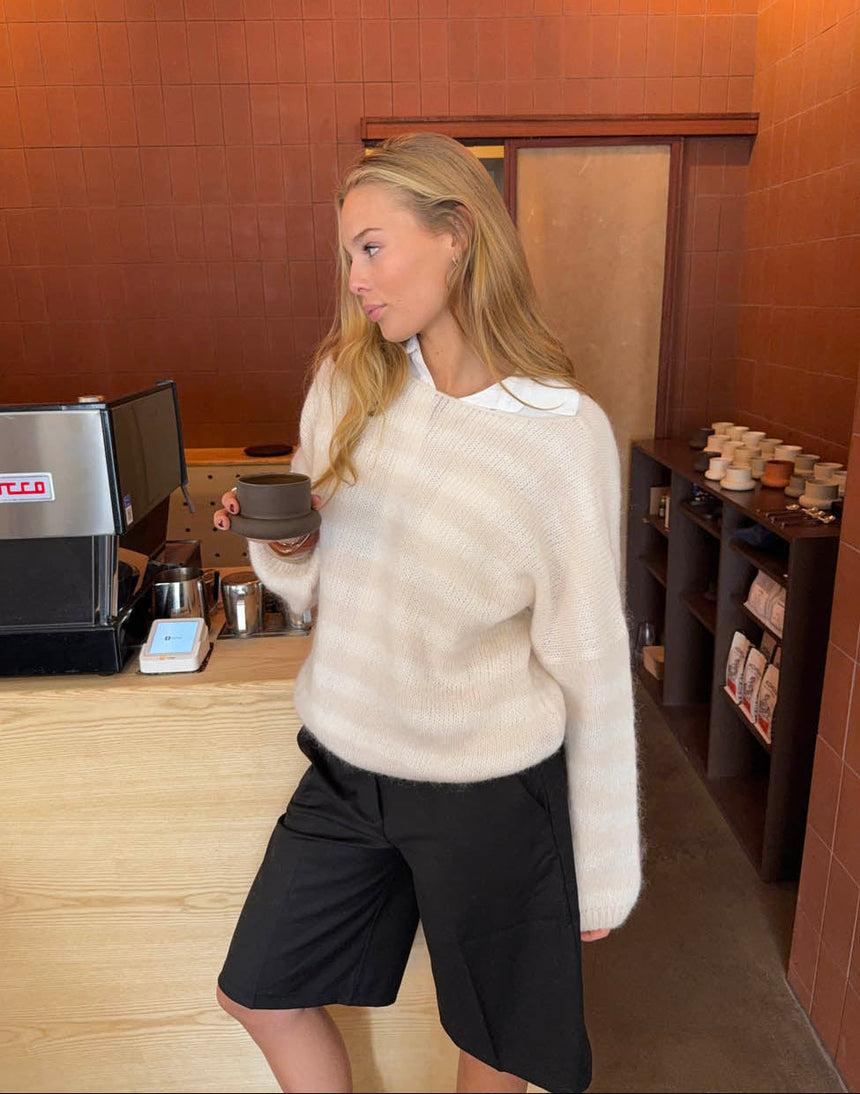 Sissal knit with stribes - Off white/beige