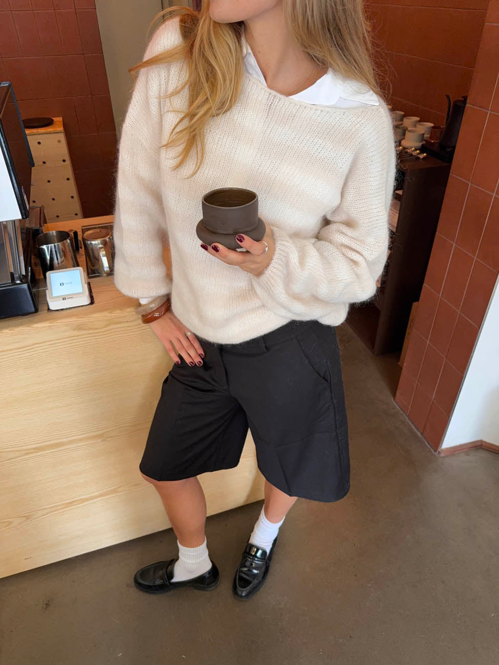 Sissal knit with stribes - Off white/beige