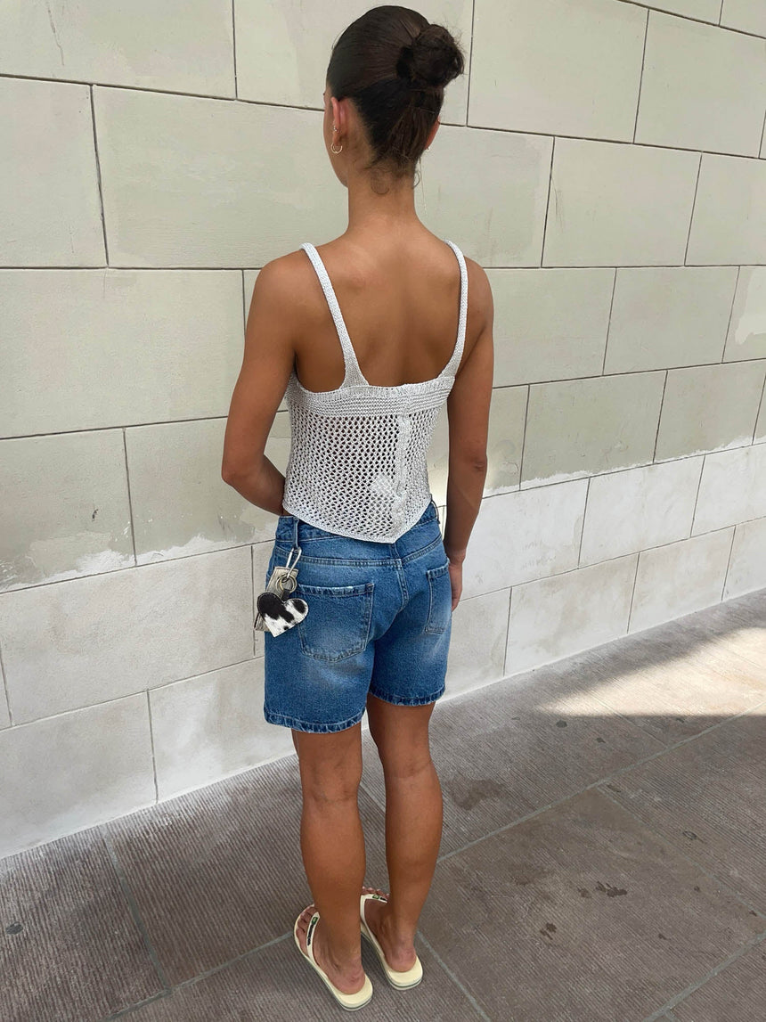 Lucienne knit top – White/silver