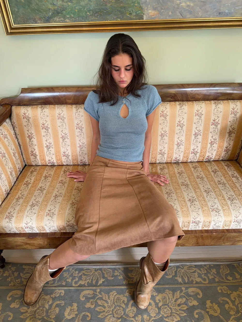 Serena knitted t-shirt - Light blue