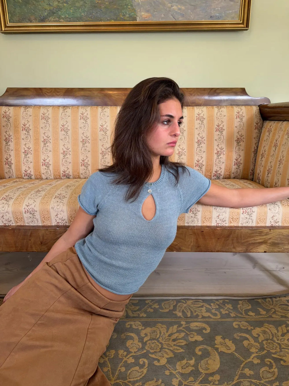 Serena knitted t-shirt - Light blue