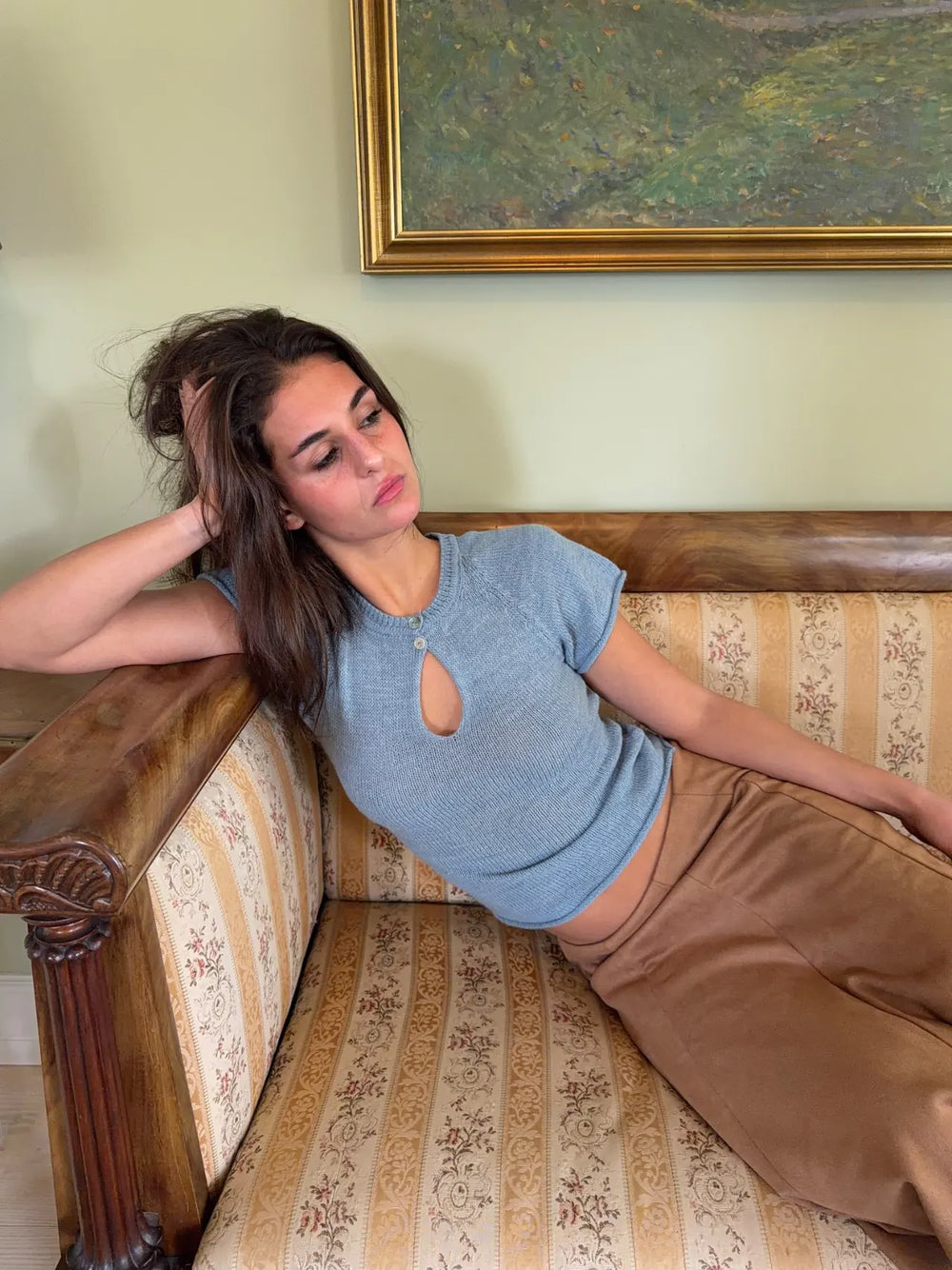 Serena knitted t-shirt - Light blue