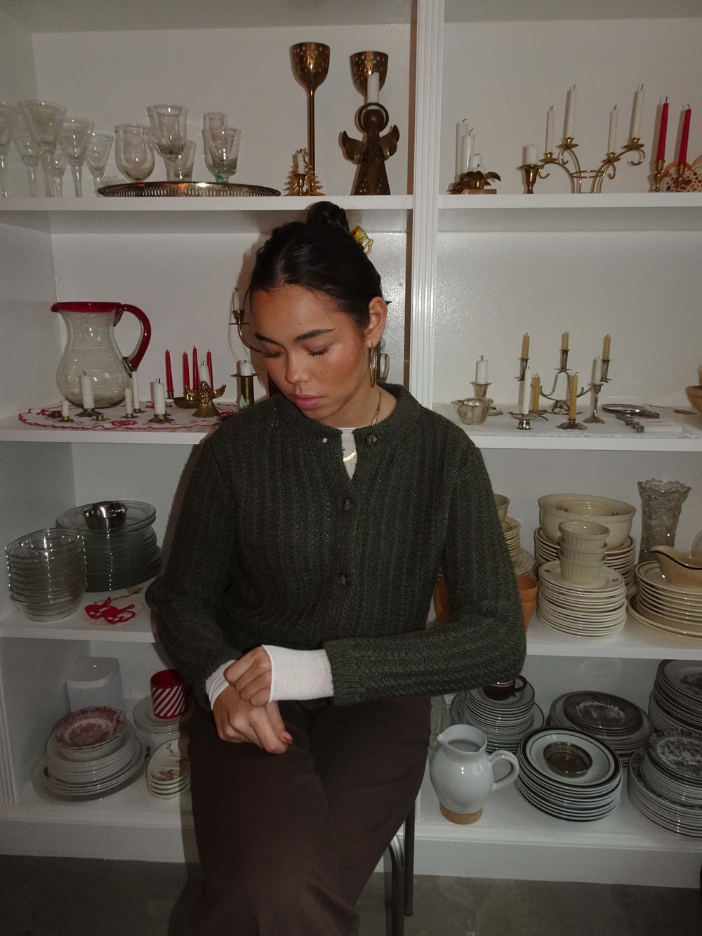 Vincent knitted cardigan - Dark green