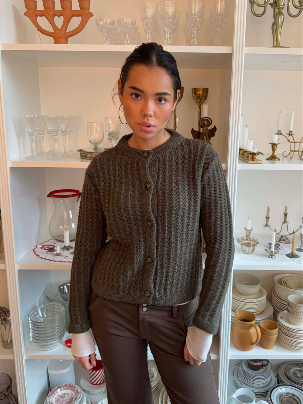 Vincent knitted cardigan - Dark green