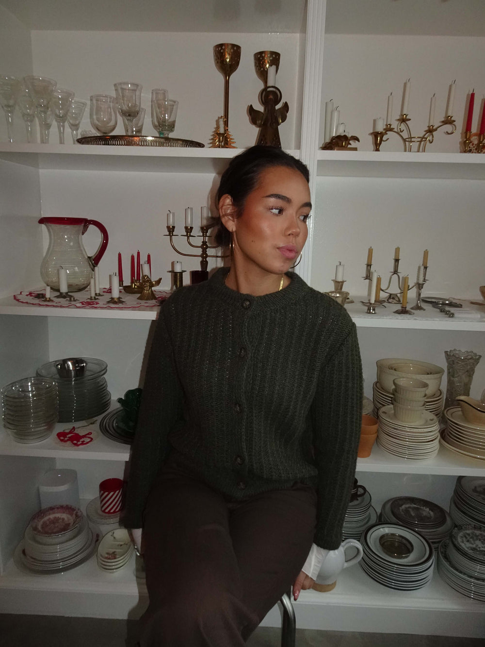 Vincent knitted cardigan - Dark green