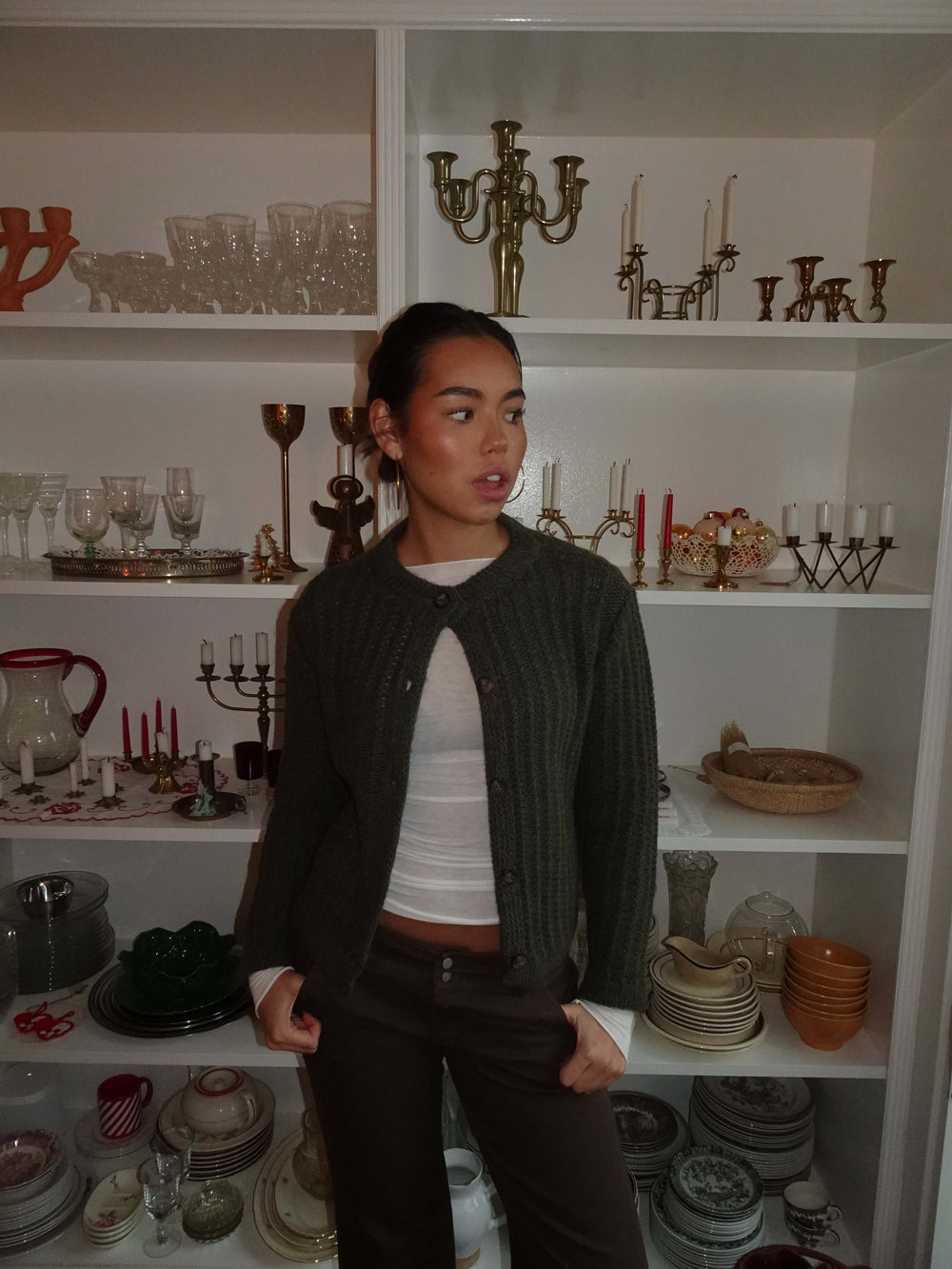 Vincent knitted cardigan - Dark green