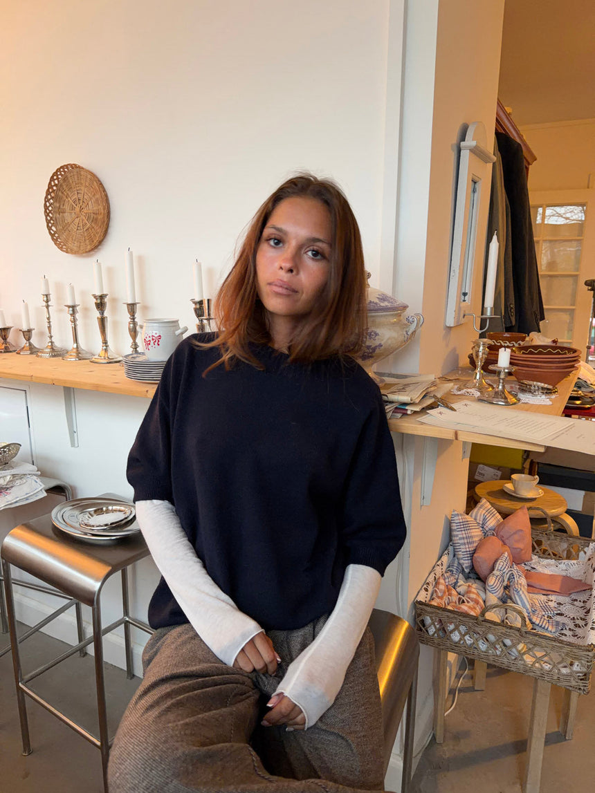 Arabella knitted t-shirt - Navy