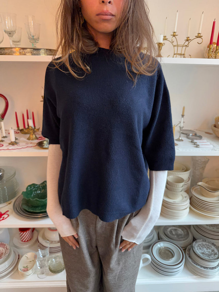 Arabella knitted t-shirt - Navy