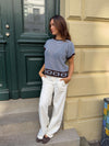 Alfi knitted striped T-shirt - White/brown