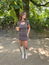 Edna knitted dress with details - Brown