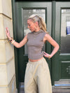 Munga knit top with hoodie - Taupe