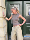 Munga knit top with hoodie - Taupe