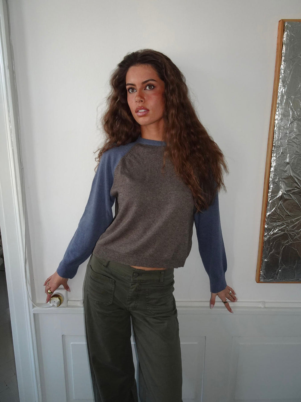 Oliva knit sweater - Blue/brown