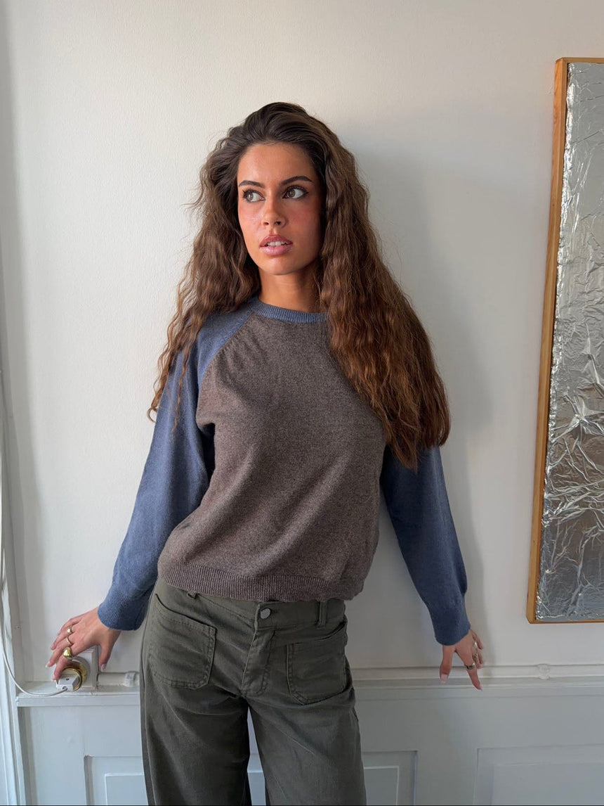 Oliva knit sweater - Blue/brown