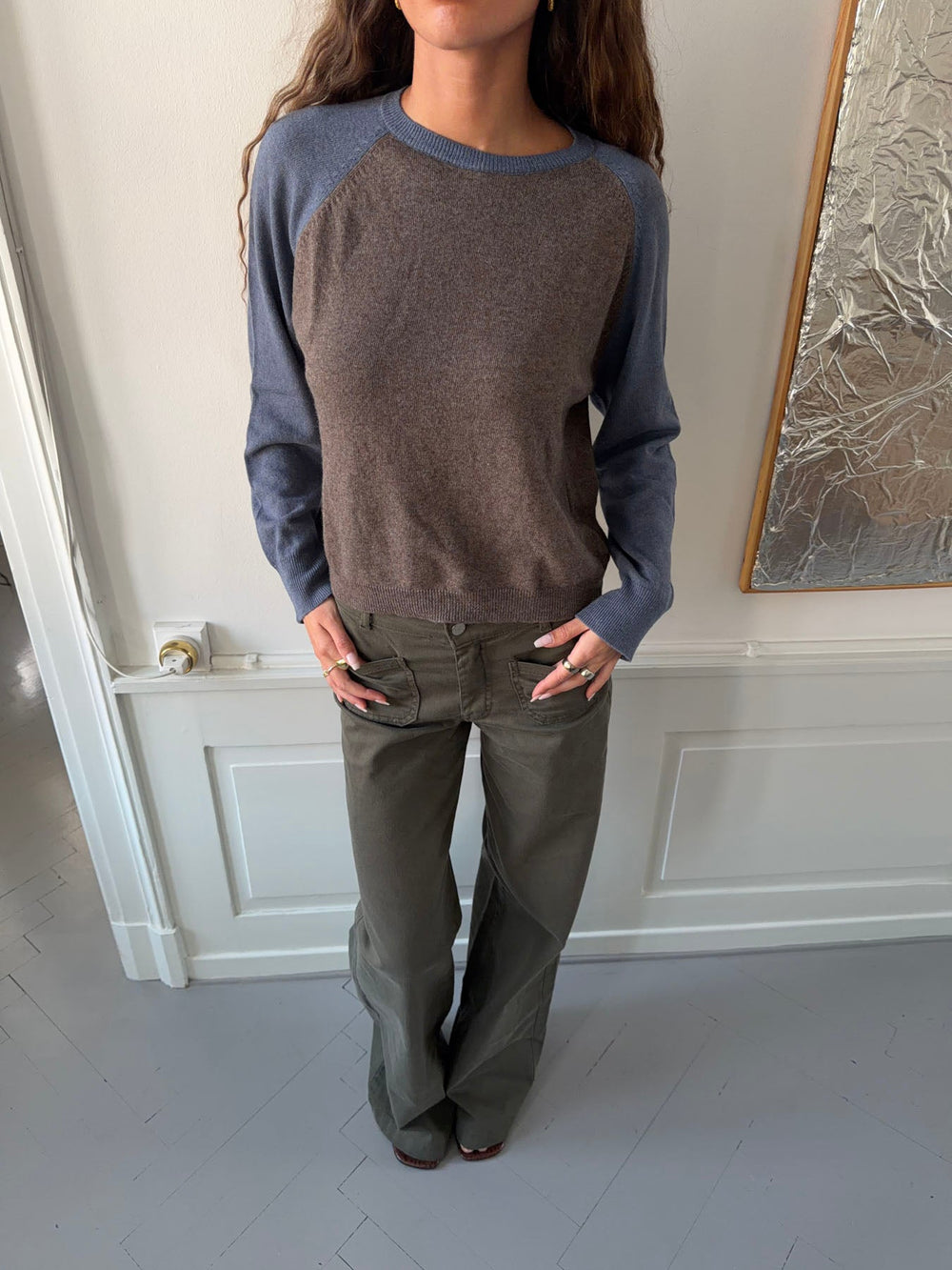 Oliva knit sweater - Blue/brown