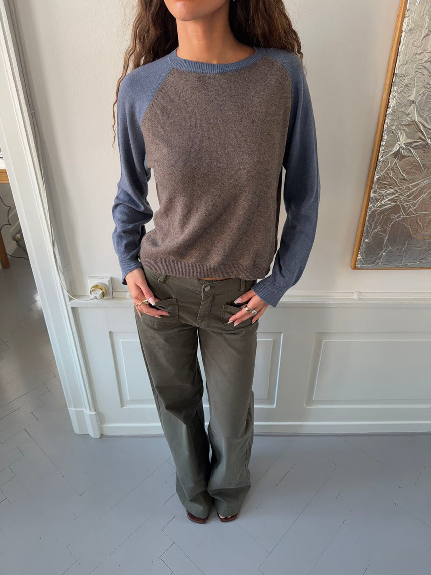 Oliva knit sweater - Blue/brown