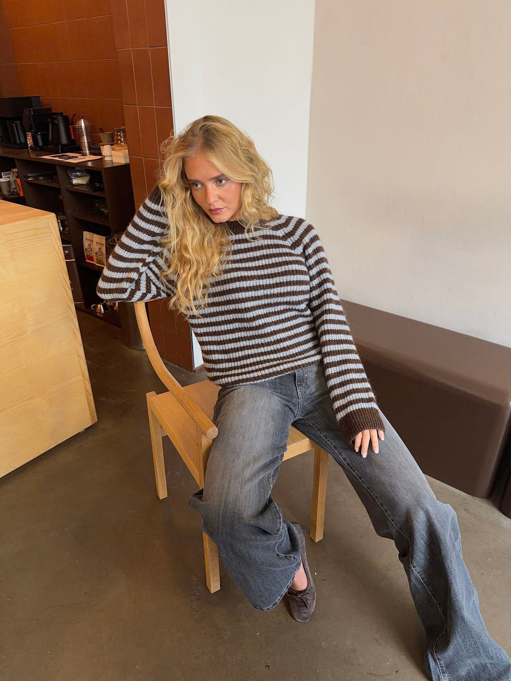 Cornelie knit sweater – Brown/blue