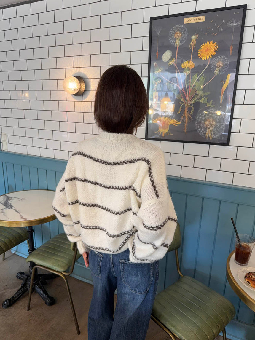 Rula knit - White/brown