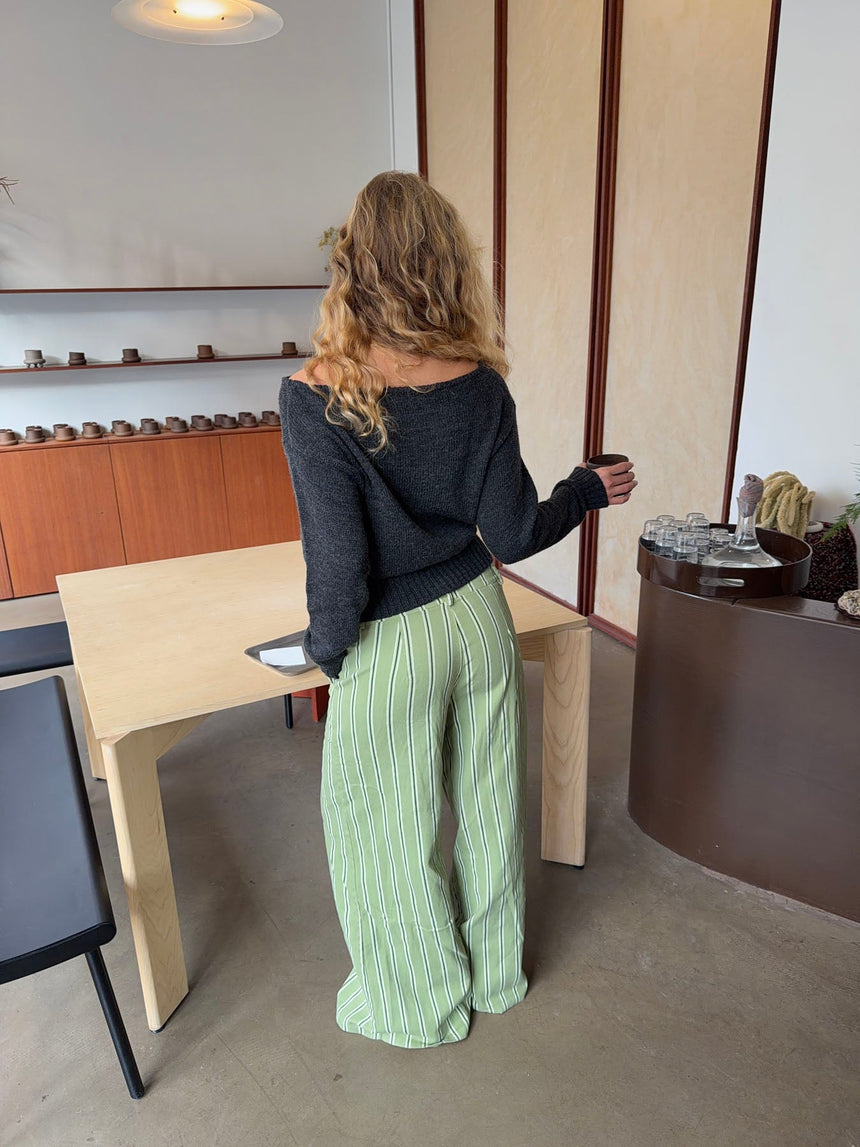 Loni one shoulder knit sweater in wool – Grey