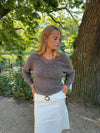 Stina knit with lace details - Brown