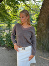Stina knit with lace details - Brown