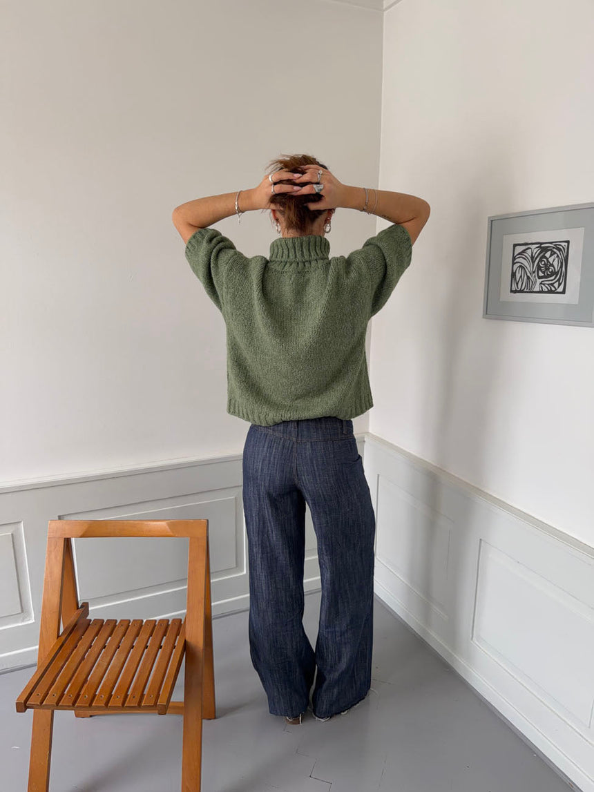 Dubleo knit sweater with short sleeves – Green