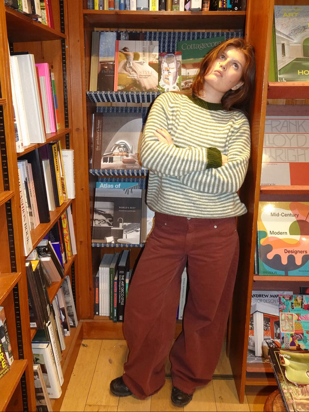 Selora knit with stripes - Green/white