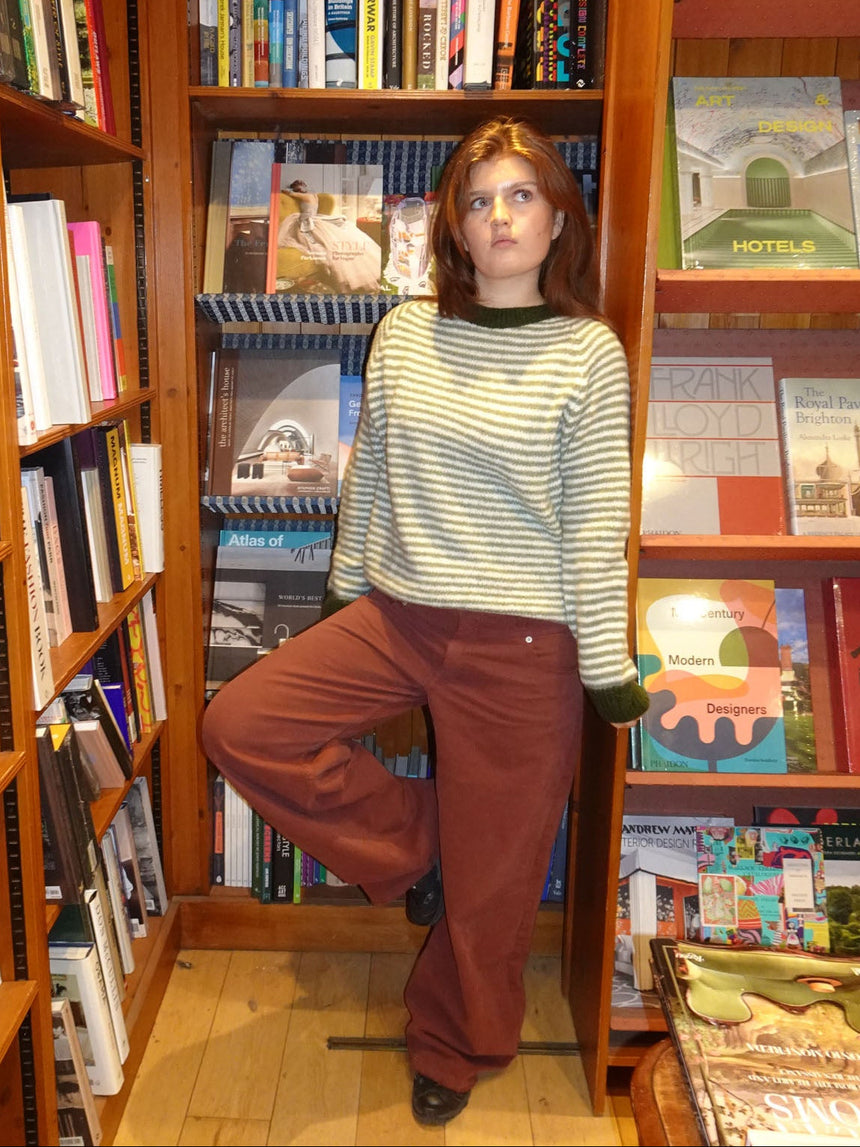 Selora knit with stripes - Green/white