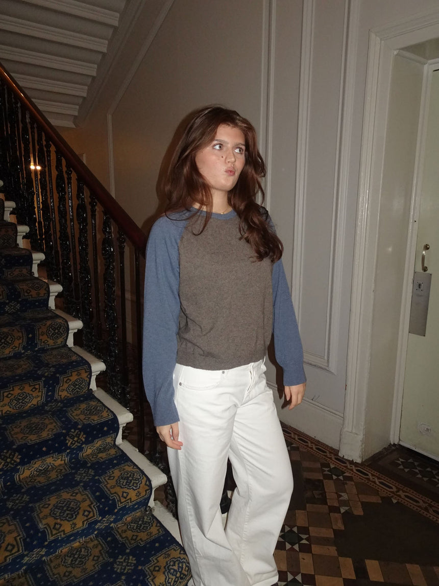 Oliva knit sweater - Blue/brown