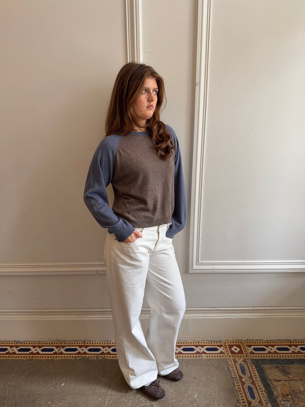 Oliva knit sweater - Blue/brown