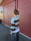 Trish knit sweater with stripes – Light blue and brown