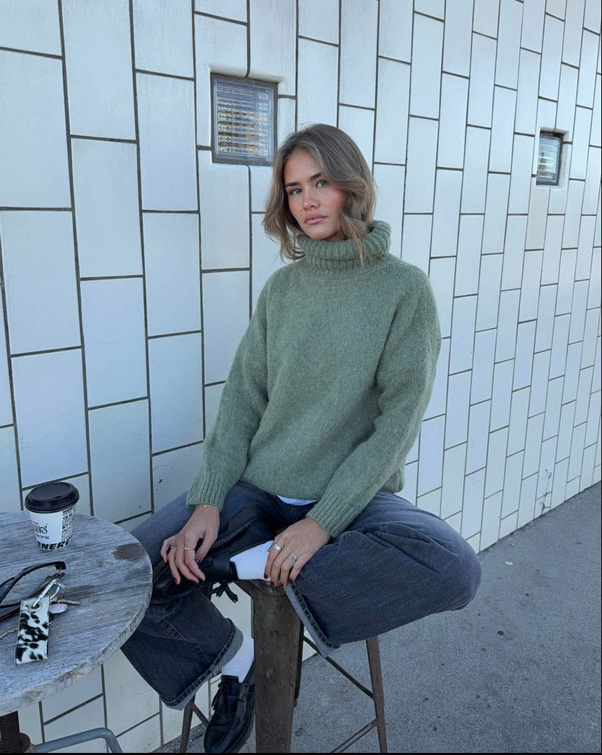 Idun knit with turtleneck - Khaki