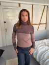 Swela knitted sweater with turtleneck – Dark brown/pink